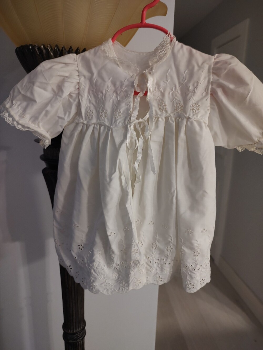 Vintage maybe size 24mth cover jacket with lining white eyelet